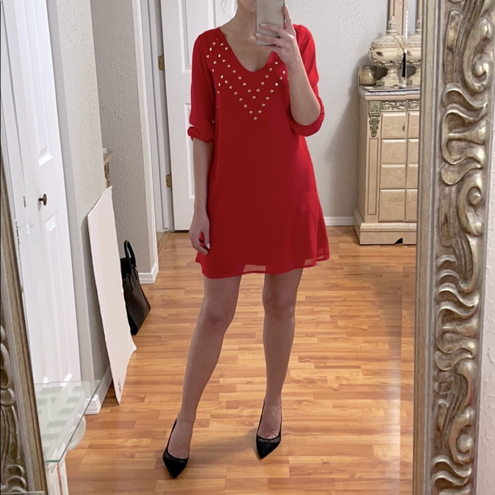 GB Mini Chiffon Dress Tunic Red sz XS
